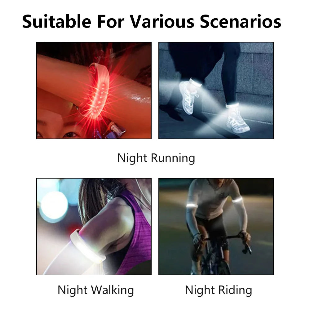 Night Running Armband LED Light Outdoor Sport USB Rechargeable Flashing Light Safe Belt Arm Leg Warning Wristband Cycling Light