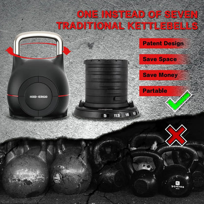 Weight Set-Quickly Adjusts 7 Weights(5lb-44lb), Ergonomic kettlebell sets for Home Gym