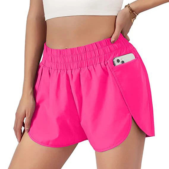 (S-2XL)Women Running Shorts Sports with Zipper Pocket Two Layers Loose Tennis Badminton Gym Fitness Short Pants Yoga Bottoms