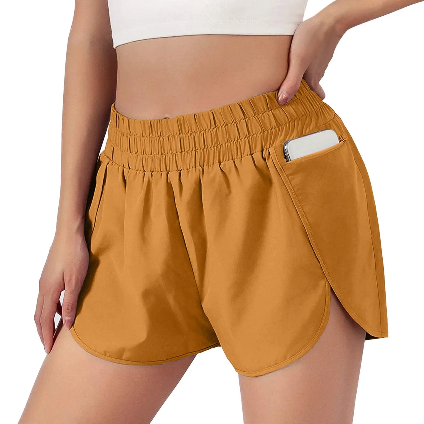 (S-2XL)Women Running Shorts Sports with Zipper Pocket Two Layers Loose Tennis Badminton Gym Fitness Short Pants Yoga Bottoms