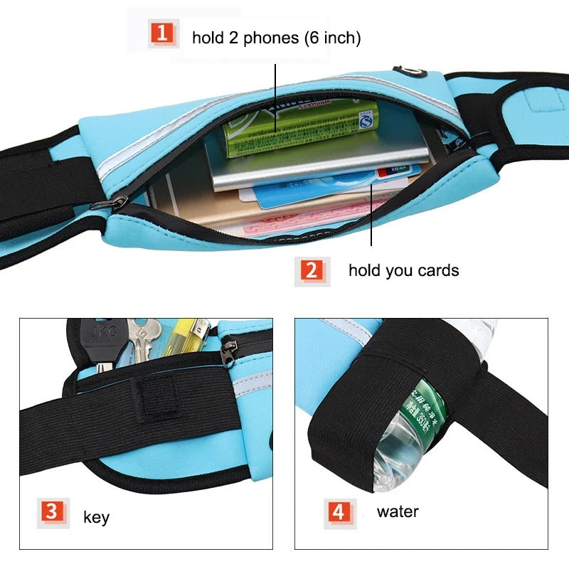 Sports Fanny Pack Women Running Waist Bag Men Belt Bag Phone Gym Bags Water Hydration Backpack Running Cycling Accessories