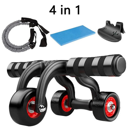 Push Up Abdominal Roller Coaster Body Arm Waist Gym AB Exercise Power Home Fitness Equipment Muscle Trainer Three Wheel Sports