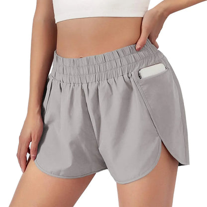 (S-2XL)Women Running Shorts Sports with Zipper Pocket Two Layers Loose Tennis Badminton Gym Fitness Short Pants Yoga Bottoms