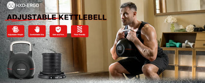 Weight Set-Quickly Adjusts 7 Weights(5lb-44lb), Ergonomic kettlebell sets for Home Gym