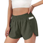 (S-2XL)Women Running Shorts Sports with Zipper Pocket Two Layers Loose Tennis Badminton Gym Fitness Short Pants Yoga Bottoms