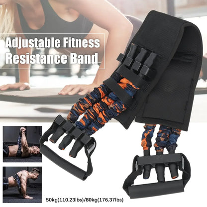Resistance Bands Bench Press Removable Chest Muscle Builder Arm Expander Home Workouts Gym Fitness Training Equipment