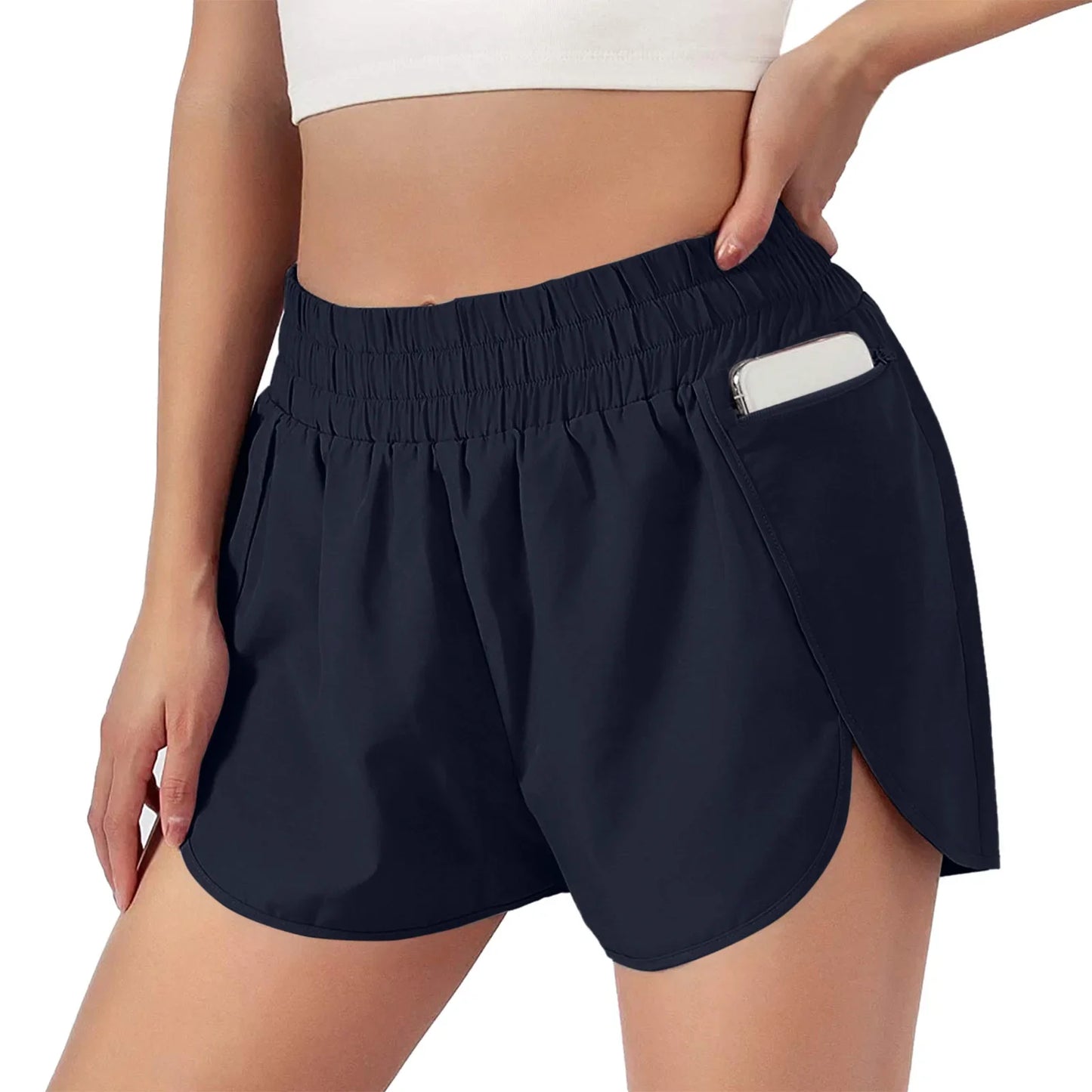 (S-2XL)Women Running Shorts Sports with Zipper Pocket Two Layers Loose Tennis Badminton Gym Fitness Short Pants Yoga Bottoms