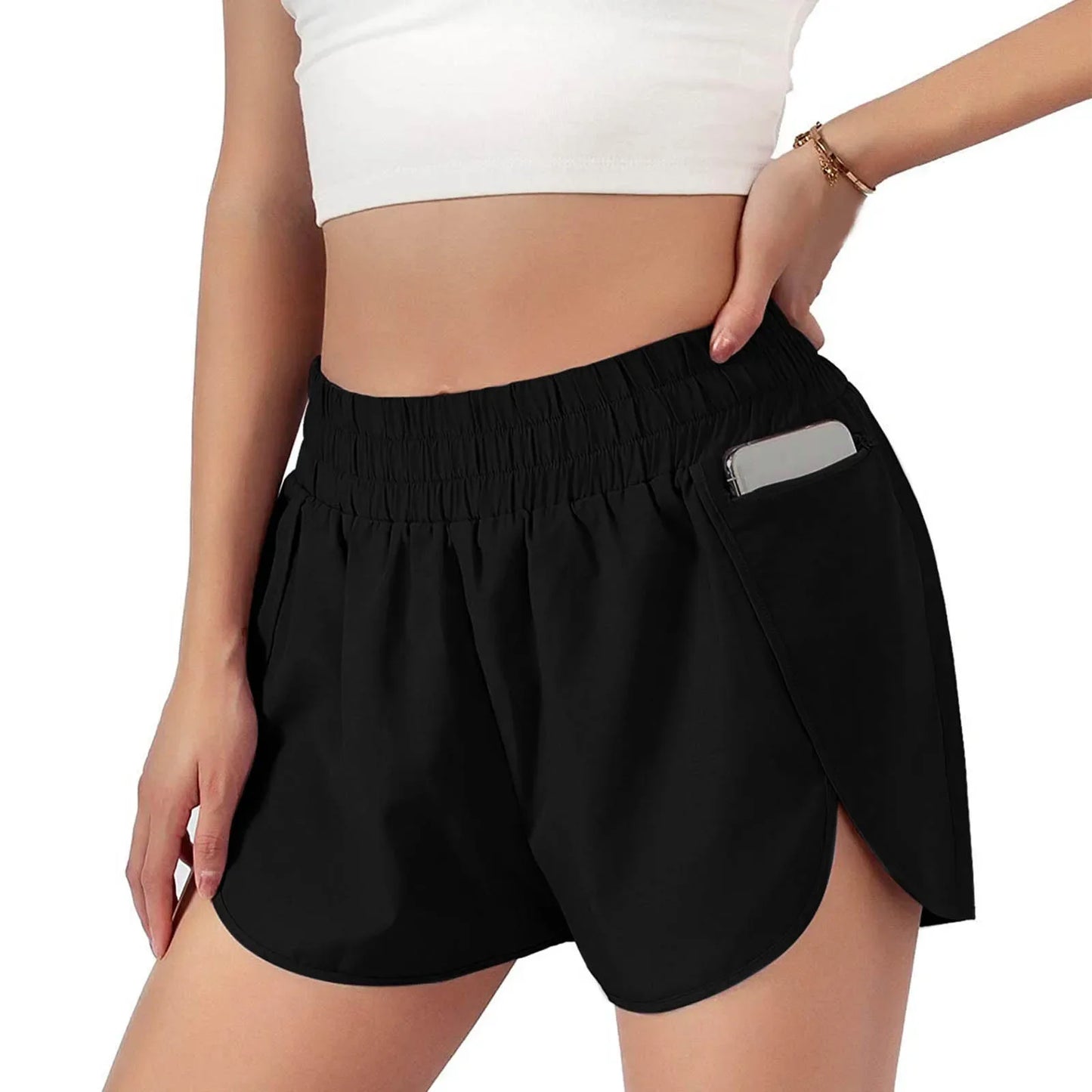 (S-2XL)Women Running Shorts Sports with Zipper Pocket Two Layers Loose Tennis Badminton Gym Fitness Short Pants Yoga Bottoms